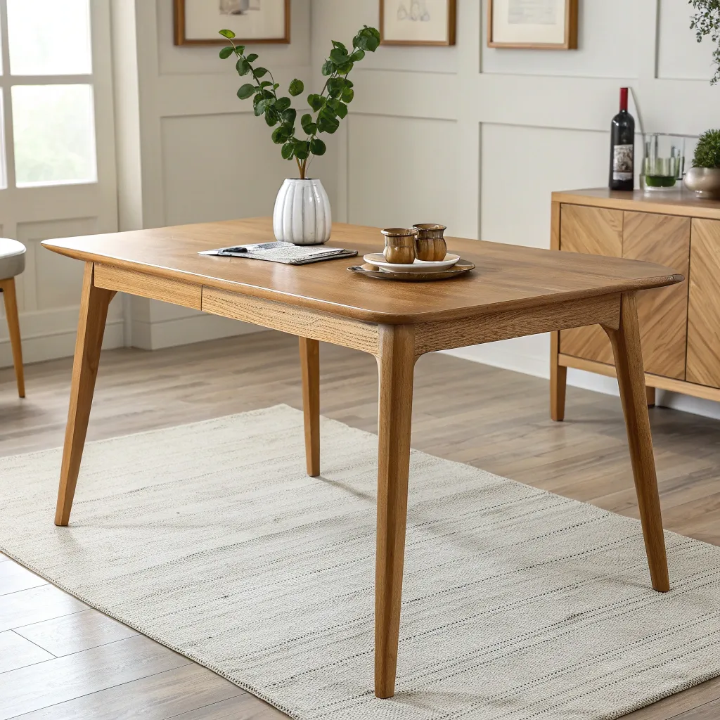 Nordic-style wooden dining table